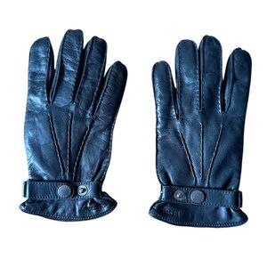 Hestra Leather Gloves Size 8 Black Lined Soft Snap Closure